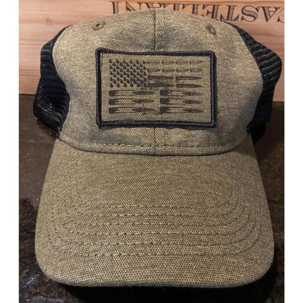 GRUNT STYLE Trucker Hat, American Ammo Flag Patch 100% Poly Strapback Adjustable